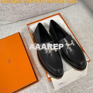 Replica Hermes Faubourg loafer in Black Calfskin H222252Z