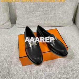 Replica Hermes Faubourg loafer in Black Calfskin H222252Z 2