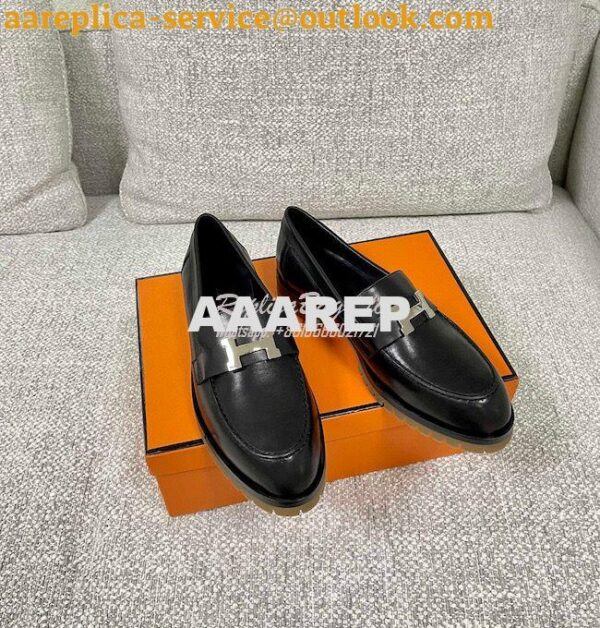 Replica Hermes Faubourg loafer in Black Calfskin H222252Z 4