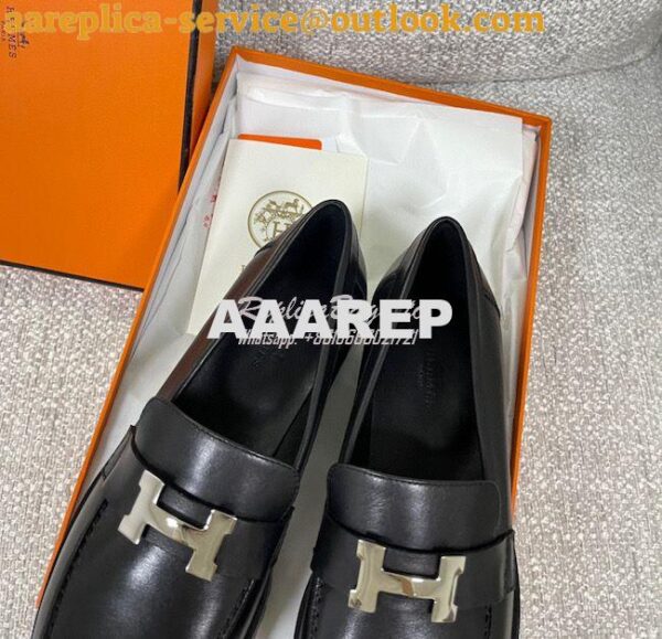 Replica Hermes Faubourg loafer in Black Calfskin H222252Z 8