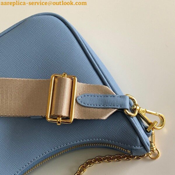 Replica Prada Re-Edition 2005 Shoulder Bag In Blue Saffiano Leather 11