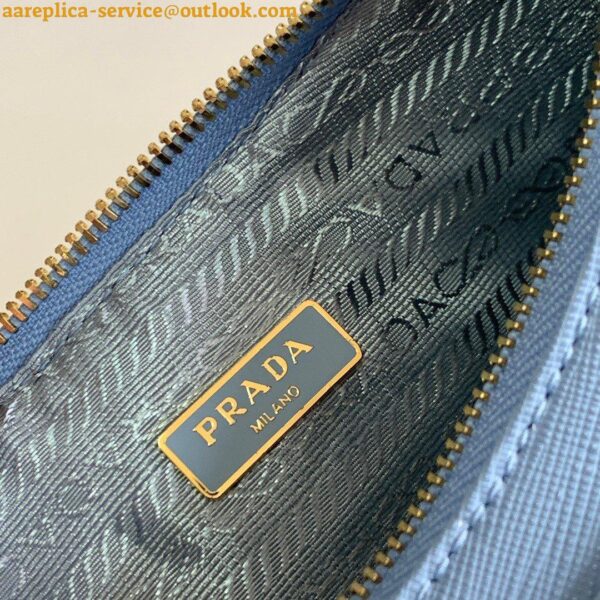 Replica Prada Re-Edition 2005 Shoulder Bag In Blue Saffiano Leather 13