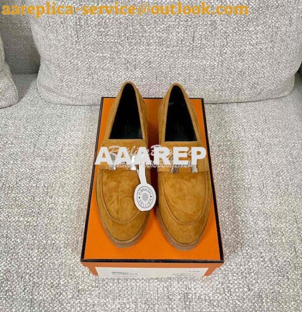 Replica Hermes Faubourg loafer in Suede Goatskin H222252Z Naturel 4