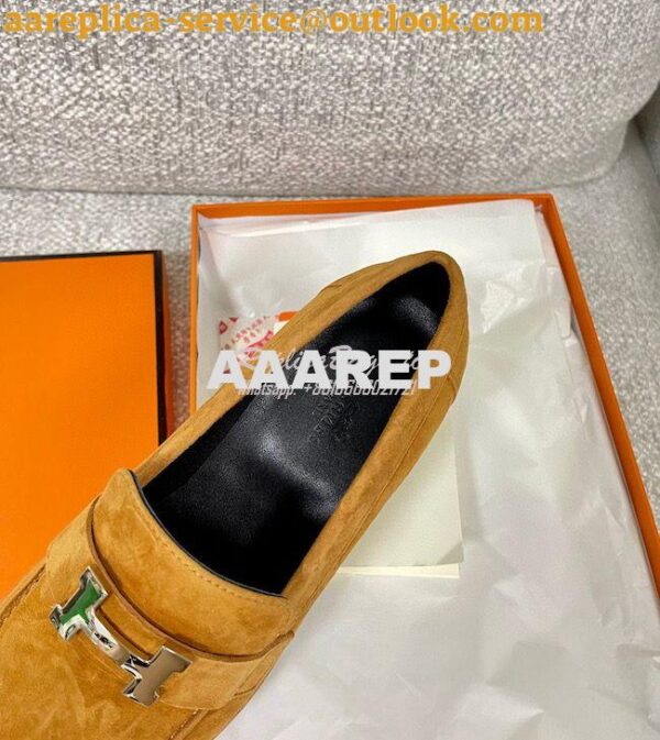 Replica Hermes Faubourg loafer in Suede Goatskin H222252Z Naturel 10