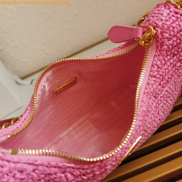 Replica Prada Re-Edition 2005 Shoulder Bag In Pink Raffia 19