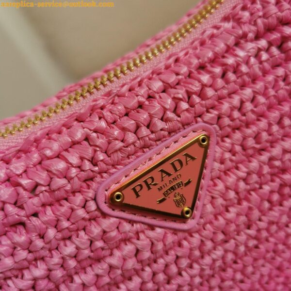 Replica Prada Re-Edition 2005 Shoulder Bag In Pink Raffia 22