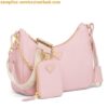 Replica Prada Re-Edition 2005 Shoulder Bag In Pink Saffiano Leather