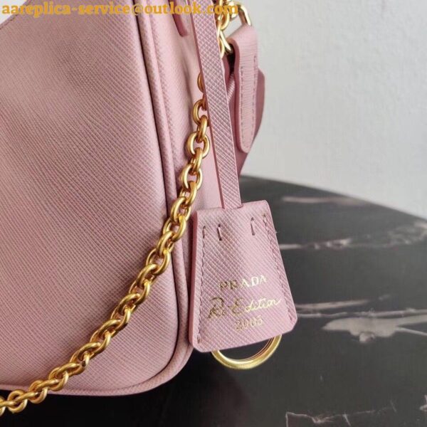 Replica Prada Re-Edition 2005 Shoulder Bag In Pink Saffiano Leather 6