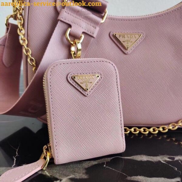 Replica Prada Re-Edition 2005 Shoulder Bag In Pink Saffiano Leather 8