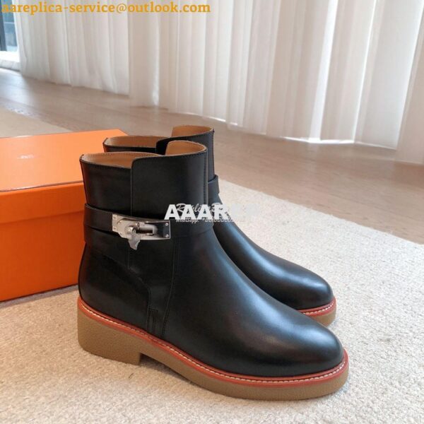 Replica Hermes Follow Ankle Boot in Heritage calfskin H222085Z Black 5