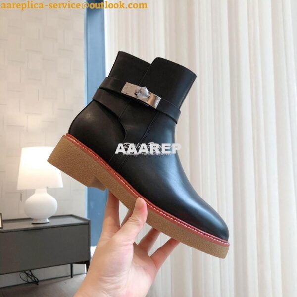 Replica Hermes Follow Ankle Boot in Heritage calfskin H222085Z Black 7