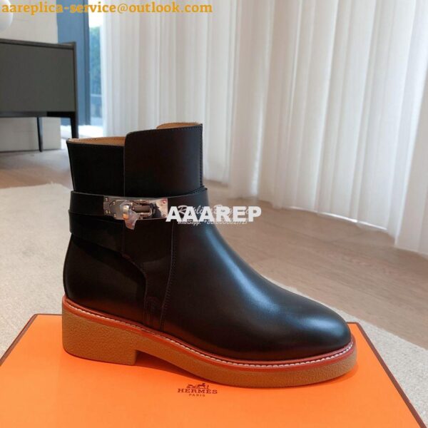 Replica Hermes Follow Ankle Boot in Heritage calfskin H222085Z Black 8