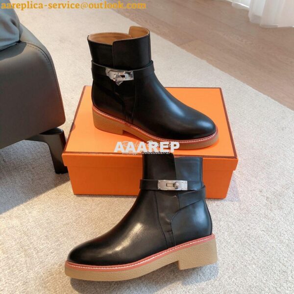 Replica Hermes Follow Ankle Boot in Heritage calfskin H222085Z Black 9