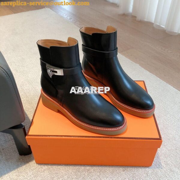 Replica Hermes Follow Ankle Boot in Heritage calfskin H222085Z Black 10