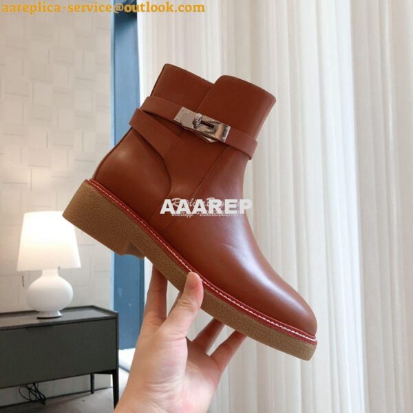 Replica Hermes Follow Ankle Boot in Heritage calfskin H222085Z Brown 5