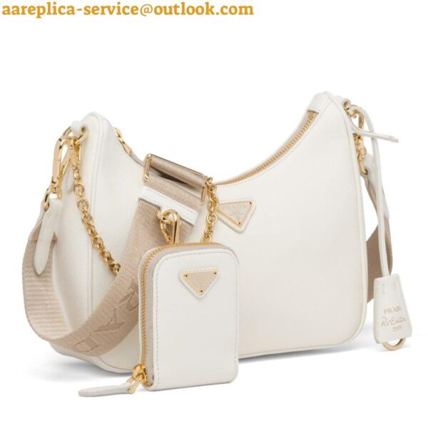 Replica Prada Re-Edition 2005 Shoulder Bag In White Saffiano Leather 3