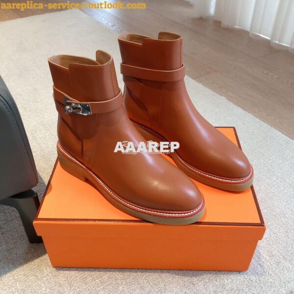 Replica Hermes Follow Ankle Boot in Heritage calfskin H222085Z Brown 6