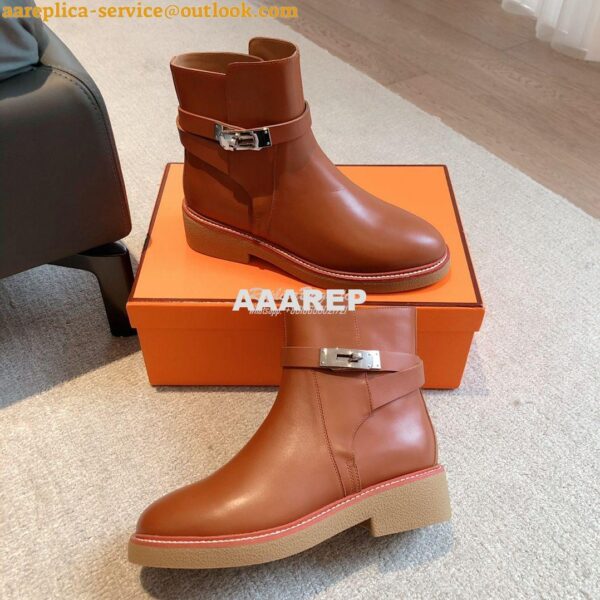 Replica Hermes Follow Ankle Boot in Heritage calfskin H222085Z Brown 8