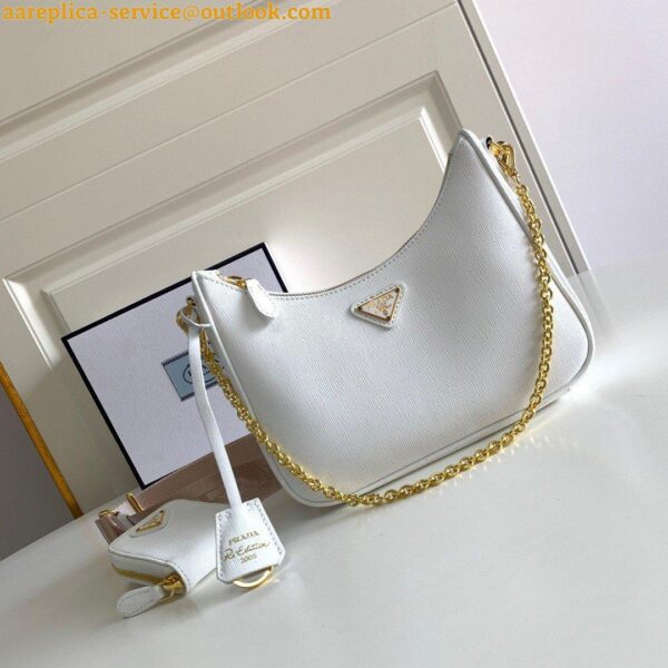 Replica Prada Re-Edition 2005 Shoulder Bag In White Saffiano Leather 8