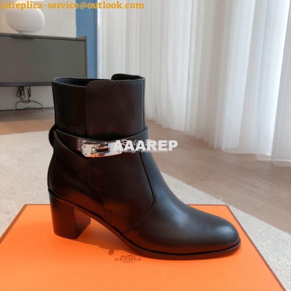 Replica Hermes Frenchie 50 Ankle Boot in Heritage calfskin H222092Z Bl 5