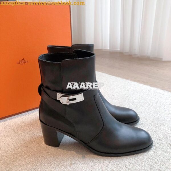 Replica Hermes Frenchie 50 Ankle Boot in Heritage calfskin H222092Z Bl 9