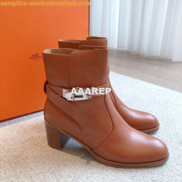 Replica Hermes Frenchie 50 Ankle Boot in Heritage calfskin H222092Z Br 3