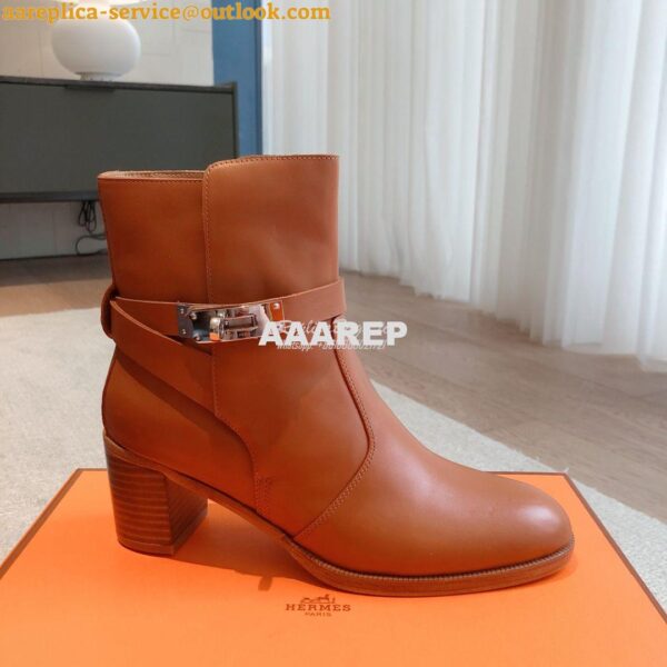 Replica Hermes Frenchie 50 Ankle Boot in Heritage calfskin H222092Z Br 5