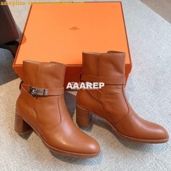 Replica Hermes Frenchie 50 Ankle Boot in Heritage calfskin H222092Z Br 10