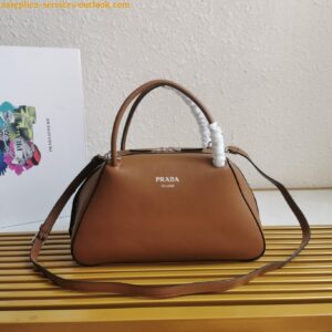 Replica Prada Supernova Medium Top Handle Bag In Brown Leather