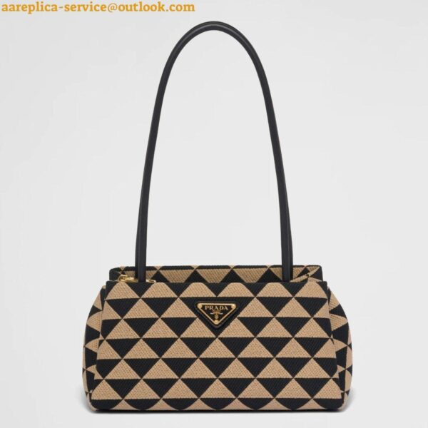 Replica Prada Supernova Small Shoulder Bag In Black/Beige Fabric 3