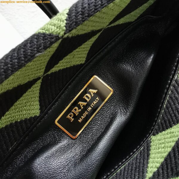 Replica Prada Supernova Small Shoulder Bag In Black/Green Fabric 6