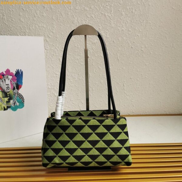 Replica Prada Supernova Small Shoulder Bag In Black/Green Fabric 8