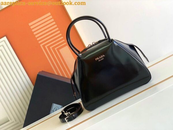 Replica Prada Supernova Small Top Handle Bag In Black Brushed Leather 11