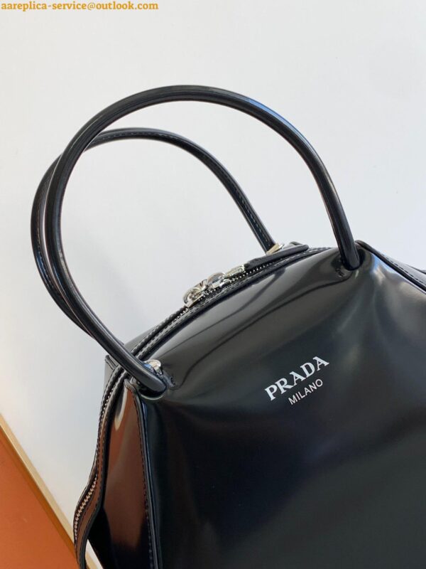 Replica Prada Supernova Small Top Handle Bag In Black Brushed Leather 13