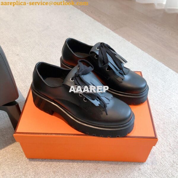 Replica Hermes Hariston Oxford Shoes H Cadenas in Glazed Calfskin H232 3