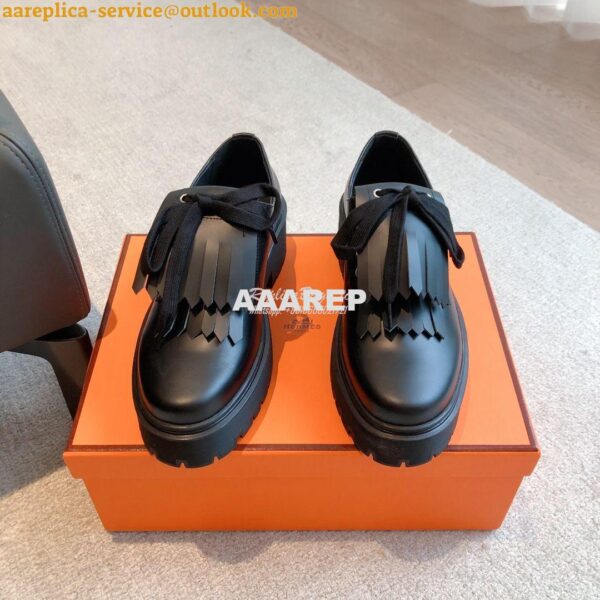 Replica Hermes Hariston Oxford Shoes H Cadenas in Glazed Calfskin H232 4