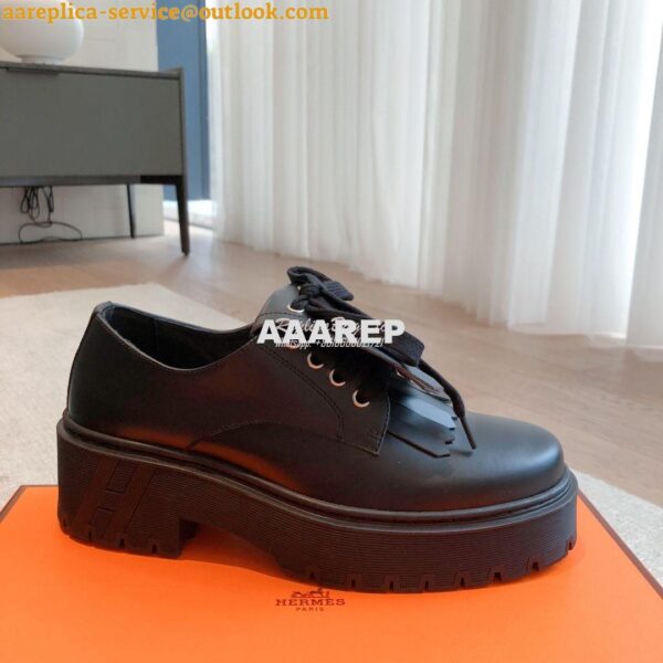 Replica Hermes Hariston Oxford Shoes H Cadenas in Glazed Calfskin H232 6