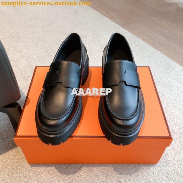 Replica Hermes Hitch Loafer H Cadenas in Glazed Calfskin H232059Z 4