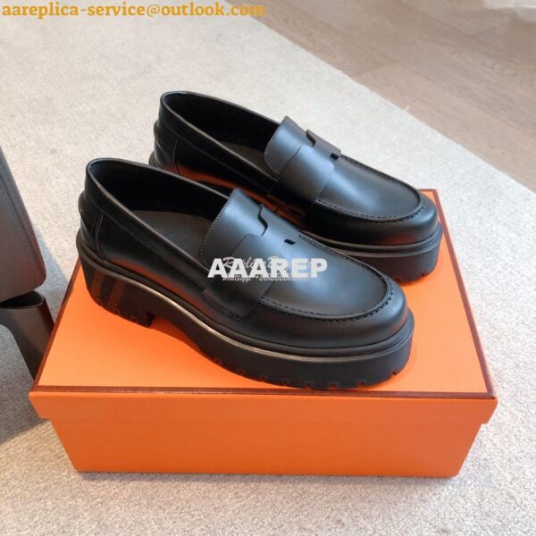 Replica Hermes Hitch Loafer H Cadenas in Glazed Calfskin H232059Z 6