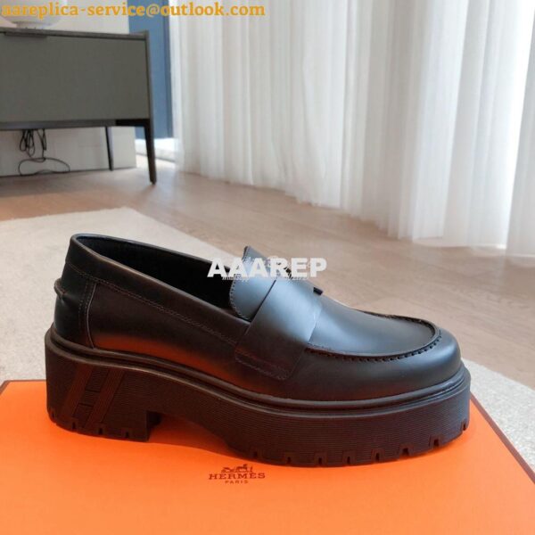 Replica Hermes Hitch Loafer H Cadenas in Glazed Calfskin H232059Z 7