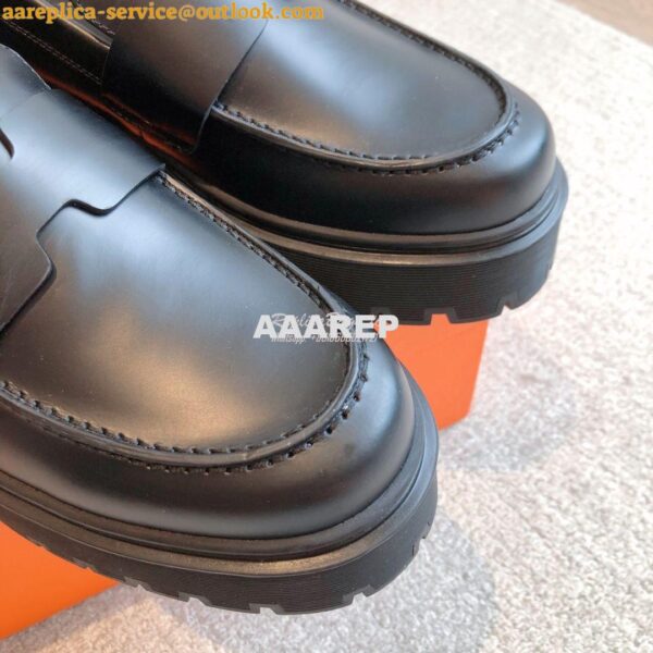 Replica Hermes Hitch Loafer H Cadenas in Glazed Calfskin H232059Z 9