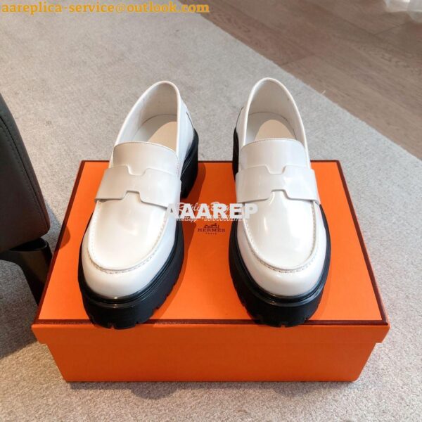 Replica Hermes Hitch Loafer H Cadenas in Glazed Calfskin H232059Z 12