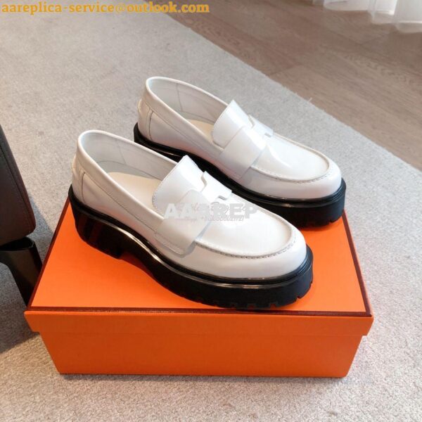 Replica Hermes Hitch Loafer H Cadenas in Glazed Calfskin H232059Z 13