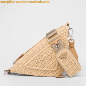 Replica Prada Triangle Crochet Bag in Beige Raffia-effect Yarn