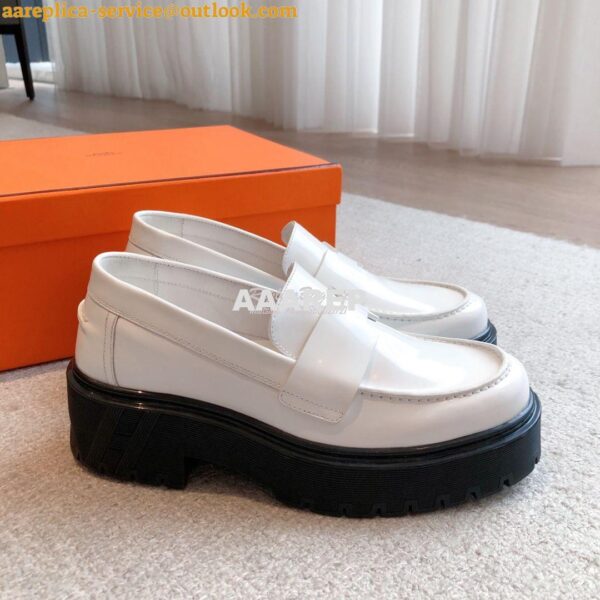 Replica Hermes Hitch Loafer H Cadenas in Glazed Calfskin H232059Z 15