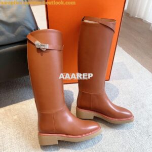 Replica Hermes Honey Boot in Heritage calfskin with rubber sole with c