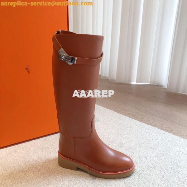 Replica Hermes Honey Boot in Heritage calfskin with rubber sole with c 5