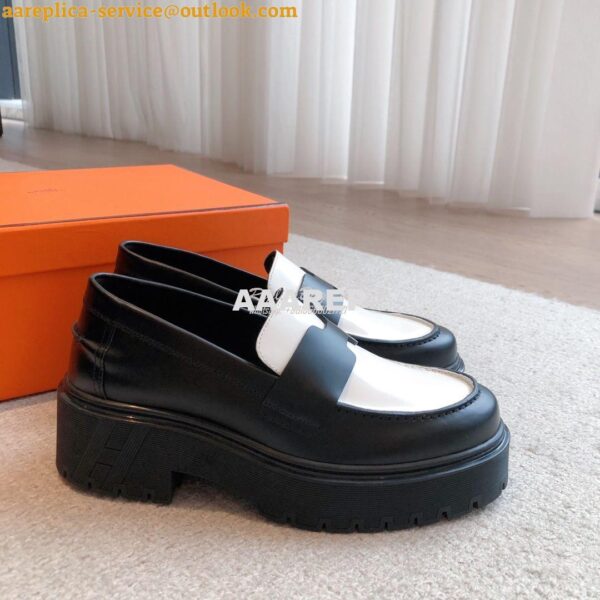 Replica Hermes Hitch Loafer H Cadenas in Glazed Calfskin H232059Z 21