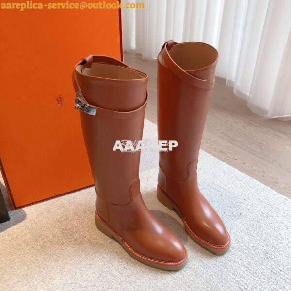 Replica Hermes Honey Boot in Heritage calfskin with rubber sole with c 6