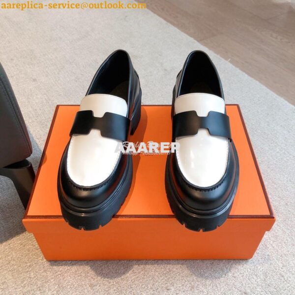 Replica Hermes Hitch Loafer H Cadenas in Glazed Calfskin H232059Z 22